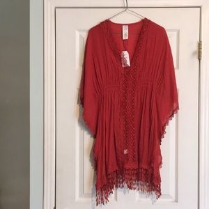 Rust Coverup Boho Lace NWT